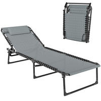 SONNENLIEGE, klappbar, atmungsaktiver Bezug, Metallrahmen, 189 x 58 x 30 cm, Hellgrau - Hellgrau, Metall (189/30/58cm)