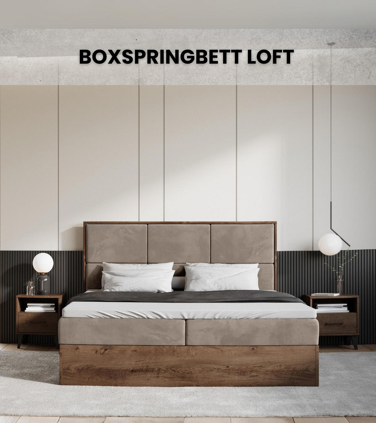 BOXBETT Loft mit Topper 140/200 Braun - Graubraun, Holzwerkstoff/Textil (140/200cm) - Bromarkt