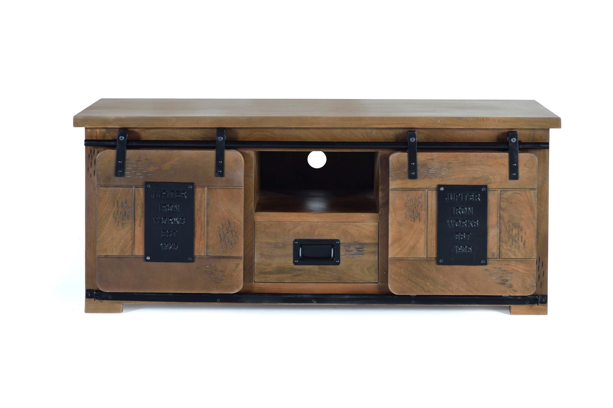 TV-SCHRANK aus Mangoholz und Metall - Braun, Holz (130/55/50cm) - Giner y Colomer