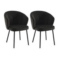 STUHL 2er-Set - Stoff & Metall - Schwarz - TANURY - Schwarz, Textil (60/78.5/62cm) - Vente-Unique