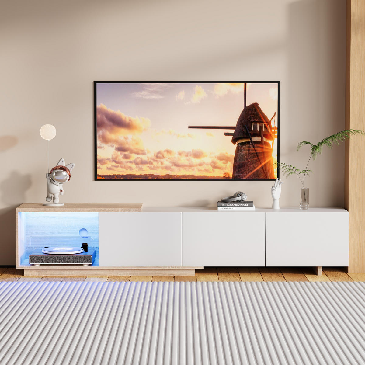 FERNSEHSCHRANK 240cm Weiß mit Sensor LED & USB, Modern - Weiß, Holz (38/44/240cm) - CASIVA