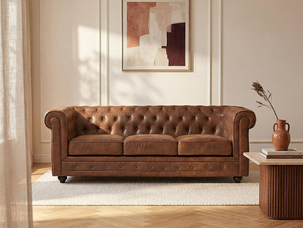 SOFA ohne Schlafmöglichkeit - -Sitzer - Stoff, Stoff - Braun - - Braun, Textil (205/72/88cm) - Vente-Unique