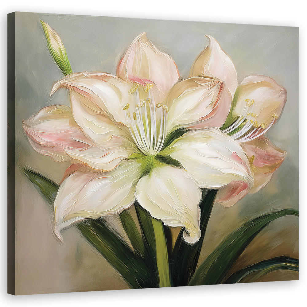 WANDBILD blume lilie - Weiß, Textil (50/50cm) - Feeby