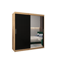 SCHWEBETÜRENSCHRANK 200/180/62 2-türig - Silberfarben/Schwarz, Holz/Kunststoff (180/200/62cm) - Abiks Möbel