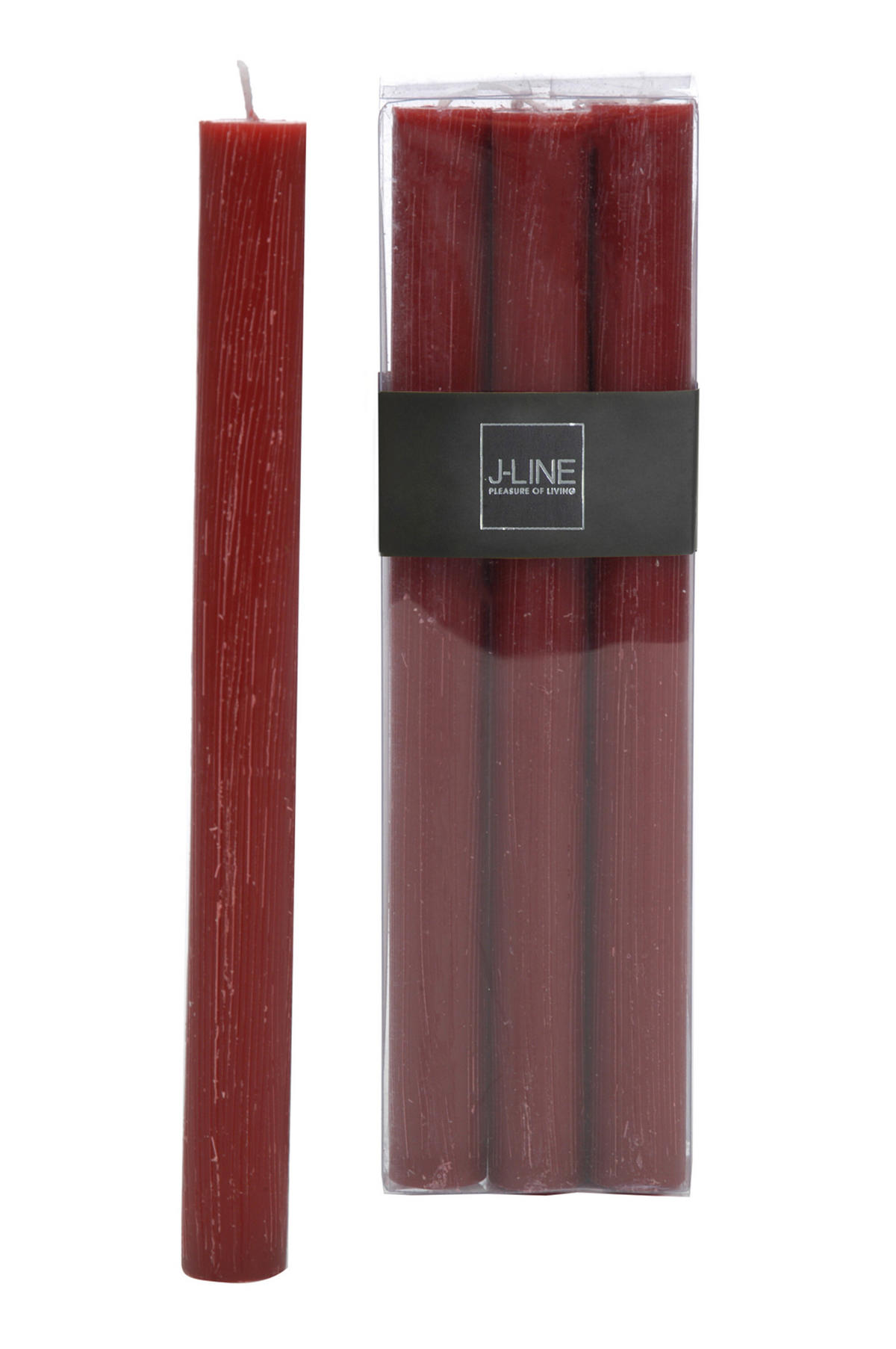 DUFTKERZE AURA - Kirschrot - 9 Std. - 6er set - Dunkelrot, Paraffin (4.5/24/7cm) - J-Line