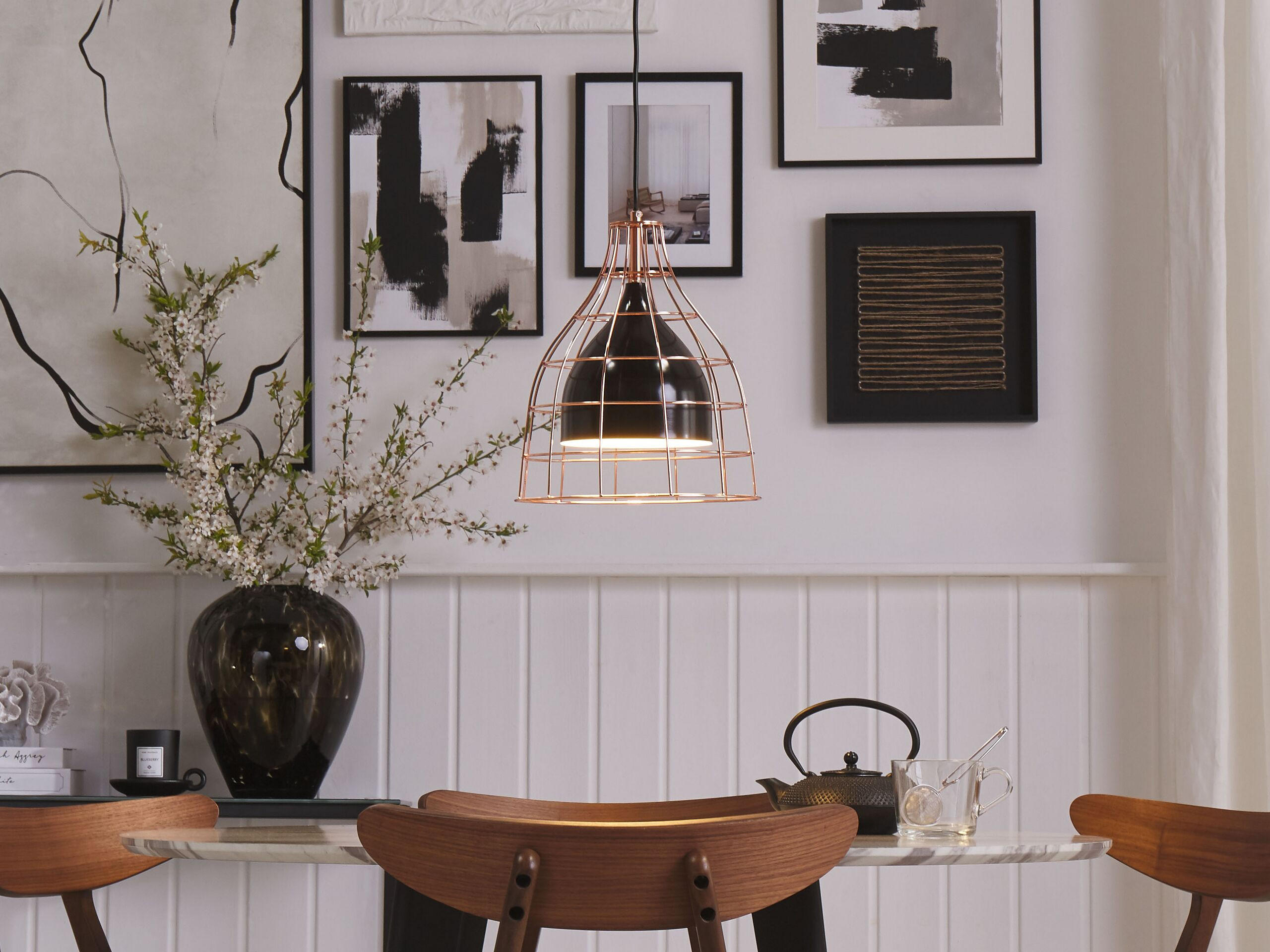 HÄNGELEUCHTE Tresa 28/28/124 cm - Schwarz, Metall (28/28/124cm) - Beliani