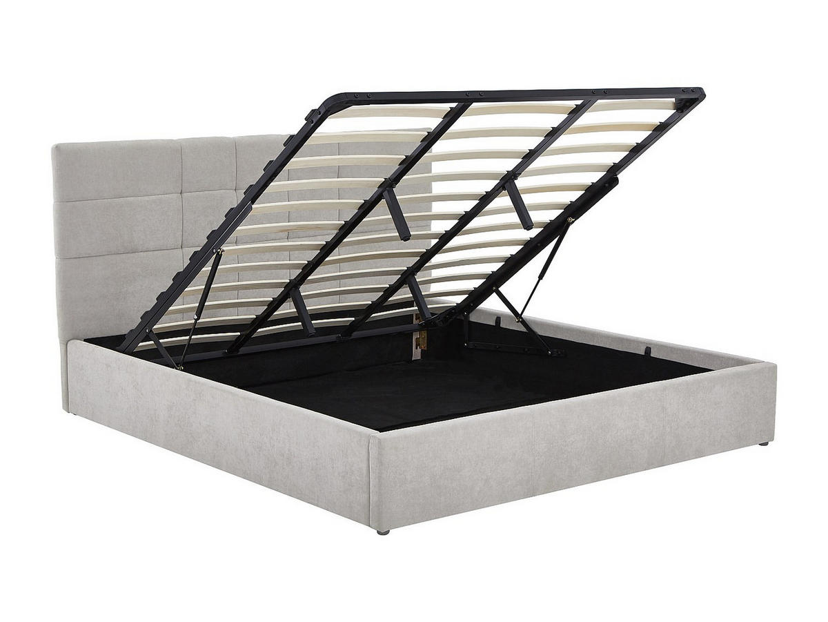 BETT mit Bettkasten - 2 Personen - stoff - hellgrau Hopeya - Hellgrau, Textil (200/200cm) - Vente-Unique