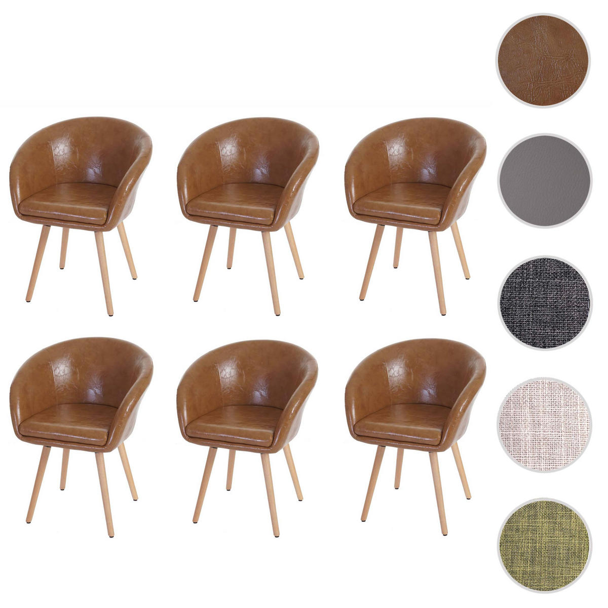 ESSZIMMERSTUHL Braun 6er-Set - Braun, Textil (61/80/56cm) - MCW