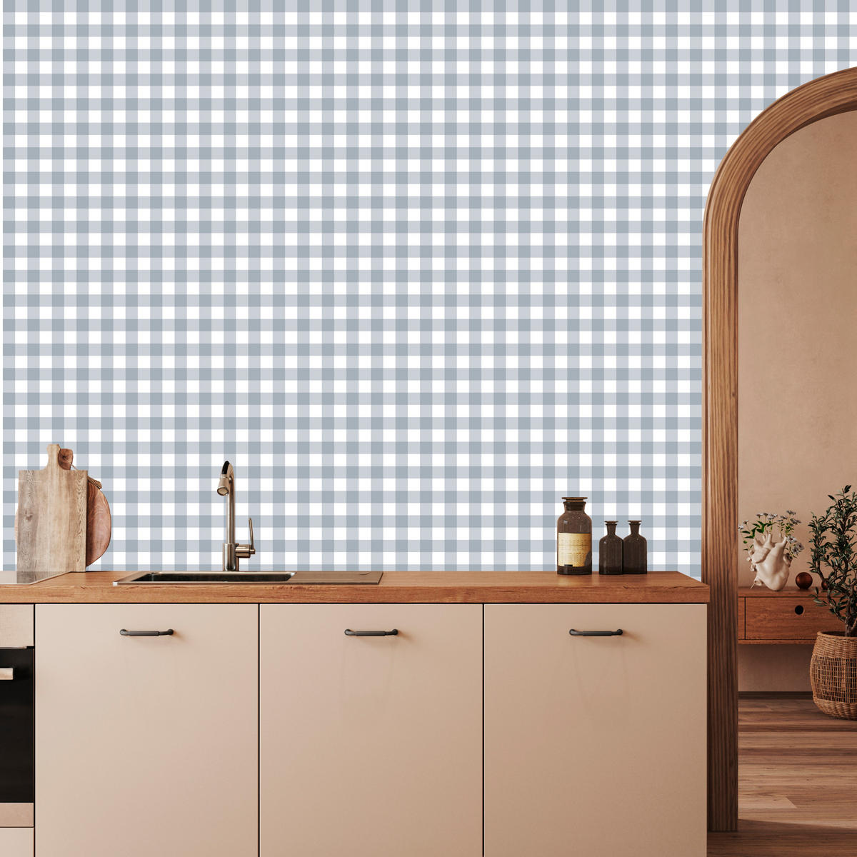 VLIESTAPETE Minimalistisches Karomuster – Grau, Weiß – 50x1000 cm - Weiß/Grau, Papier (50/1000cm) - Muralo