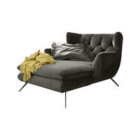 LONGSEAT CHAMRE Steingrau Webstoff - Schwarz/Grau, Textil (130/95/160cm) - KAWOLA