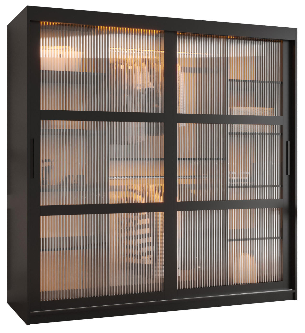 SCHWEBETÜRENSCHRANK 200/180/62 2-türig - Schwarz, Holz/Kunststoff (180/200/62cm) - Abiks Möbel