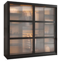 SCHWEBETÜRENSCHRANK 200/180/62 2-türig - Schwarz, Holz/Kunststoff (180/200/62cm) - Abiks Möbel