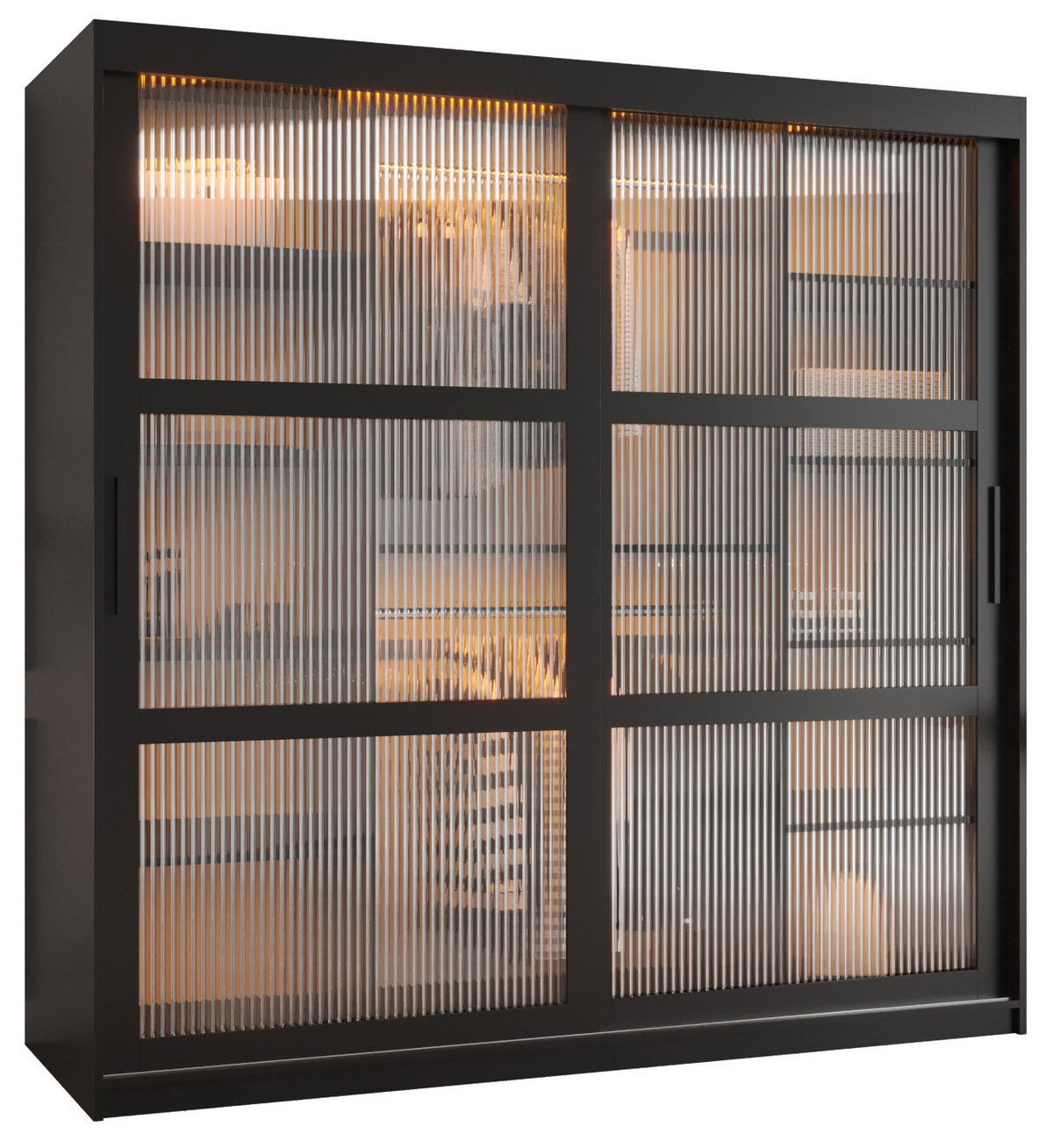 SCHWEBETÜRENSCHRANK 200/180/62 2-türig - Schwarz, Holz/Kunststoff (180/200/62cm) - Abiks Möbel