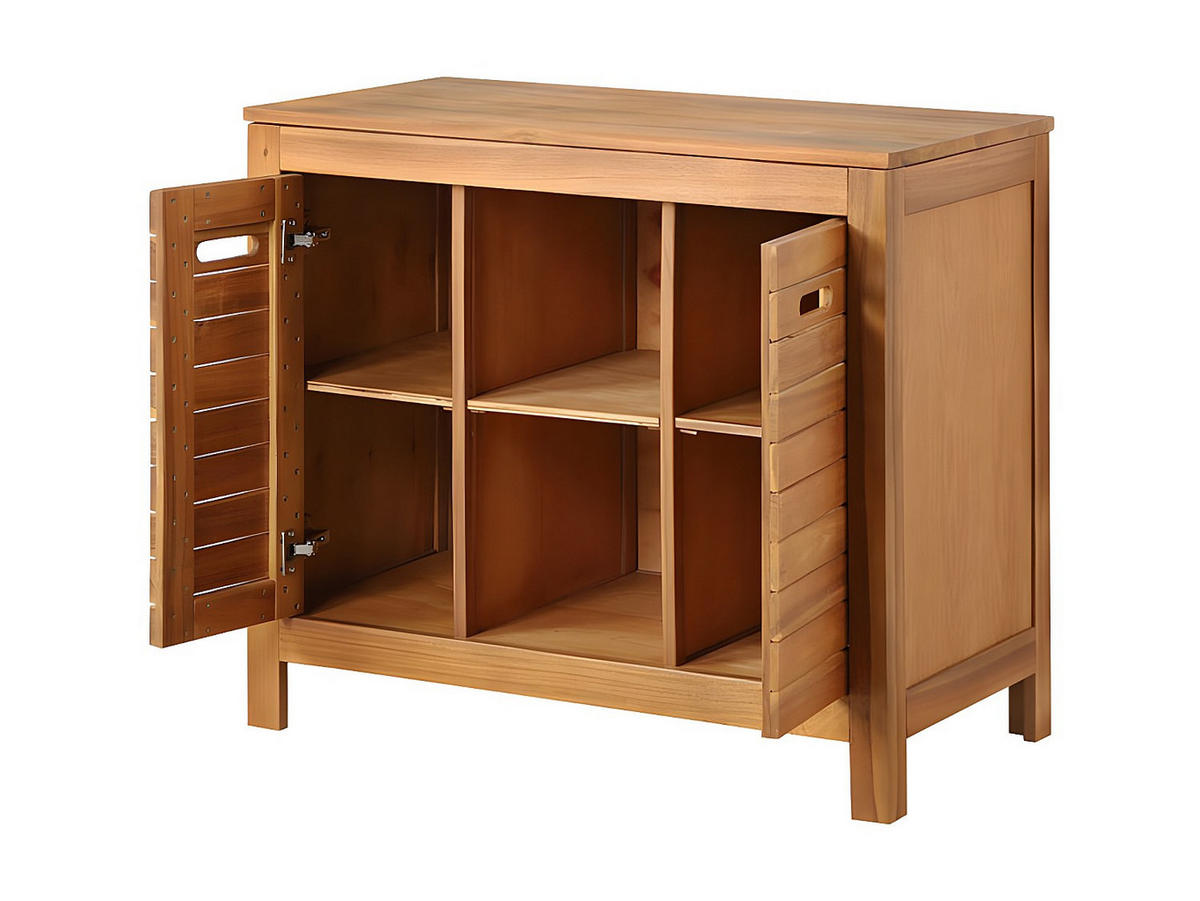 WASCHBECKENUNTERSCHRANK - 90 cm x 50 cm - Holz, Platte - Naturfarben Dunkel - PULUKAN - Naturfarben, Holz (90/83/50cm) - Vente-Unique
