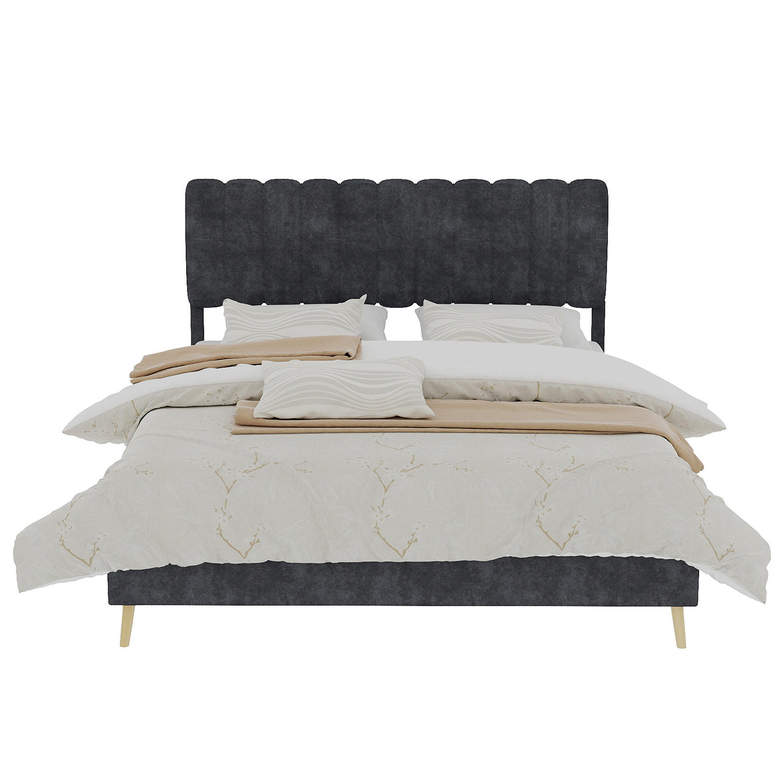POLSTERBETT 160x200 cm ohne Stauraum grau - Grau, Textil (160/200cm) - LEBENLANG