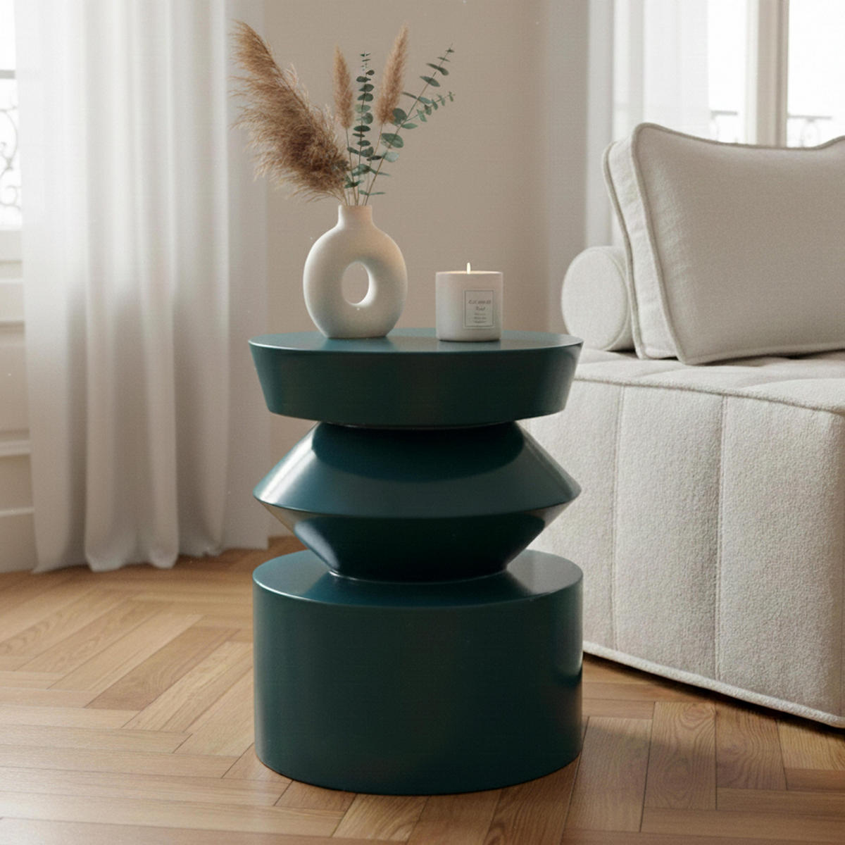 COUCHTISCH, Blau - Blau, Naturmaterialien (40/40/50cm) - Oviala