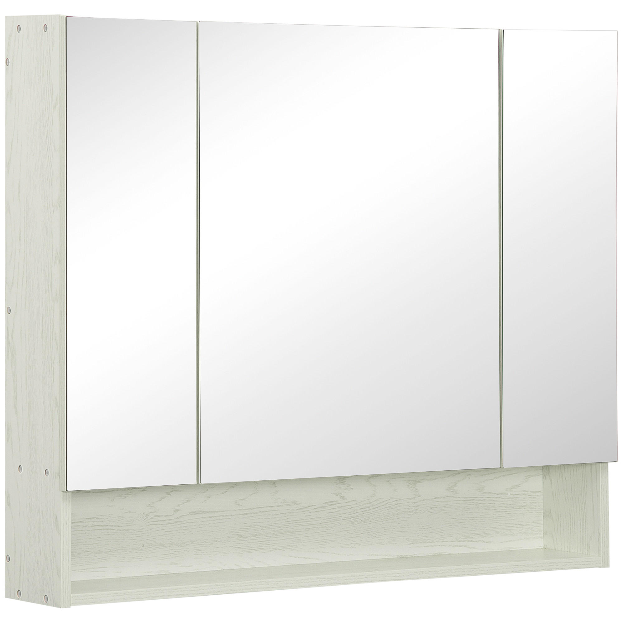 SPIEGELSCHRANK mit Spiegel, verstellbaren Einlegeböden, offenem Fach,90x15x75 cm - Weiß, Glas (90/75/15cm) - Vallsero