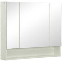 SPIEGELSCHRANK mit Spiegel, verstellbaren Einlegeböden, offenem Fach,90x15x75 cm - Weiß, Glas (90/75/15cm) - Vallsero