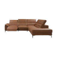 ECKSOFA Tucano Echtleder mit 1 x Relaxfunktion Cognacbraun - Cognac, Leder/Metall (258/232cm)