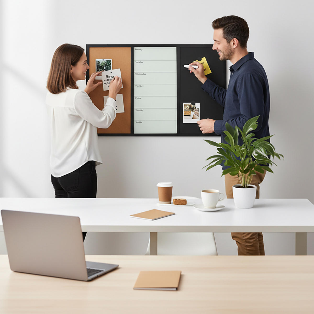 KOMBITAFEL - Multicolor, Naturmaterialien/Holzwerkstoff (60/40/2cm) - Relaxdays