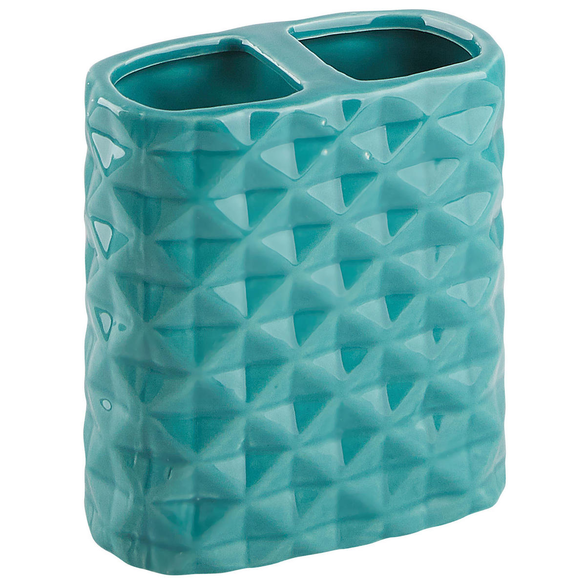 BADEZIMMER Set 4-teilig Keramik türkis Guatire - Blau, Stein (9/21/9cm) - Beliani