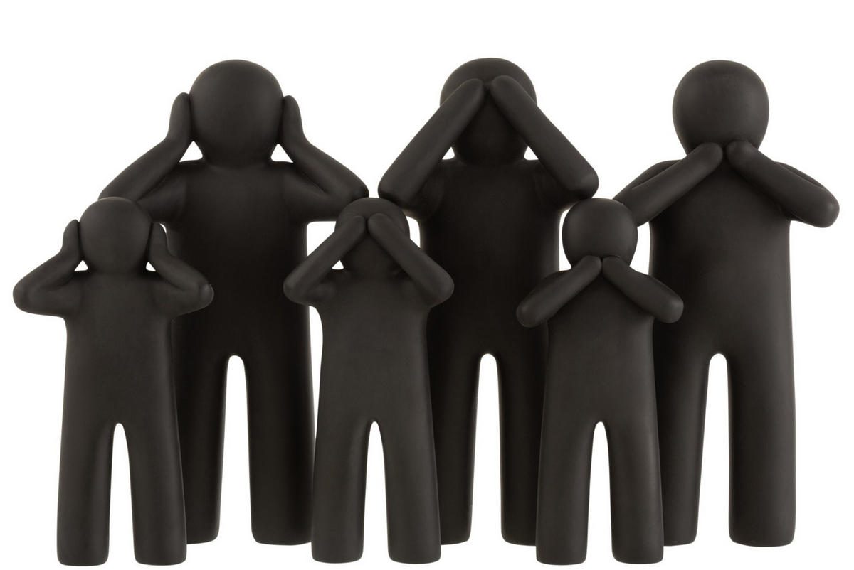 FIGUR P'TIT MAURICE - Polyresin - Schwarz - L - 3er Set - Schwarz, Glas/Naturmaterialien (10/41/21cm) - J-Line