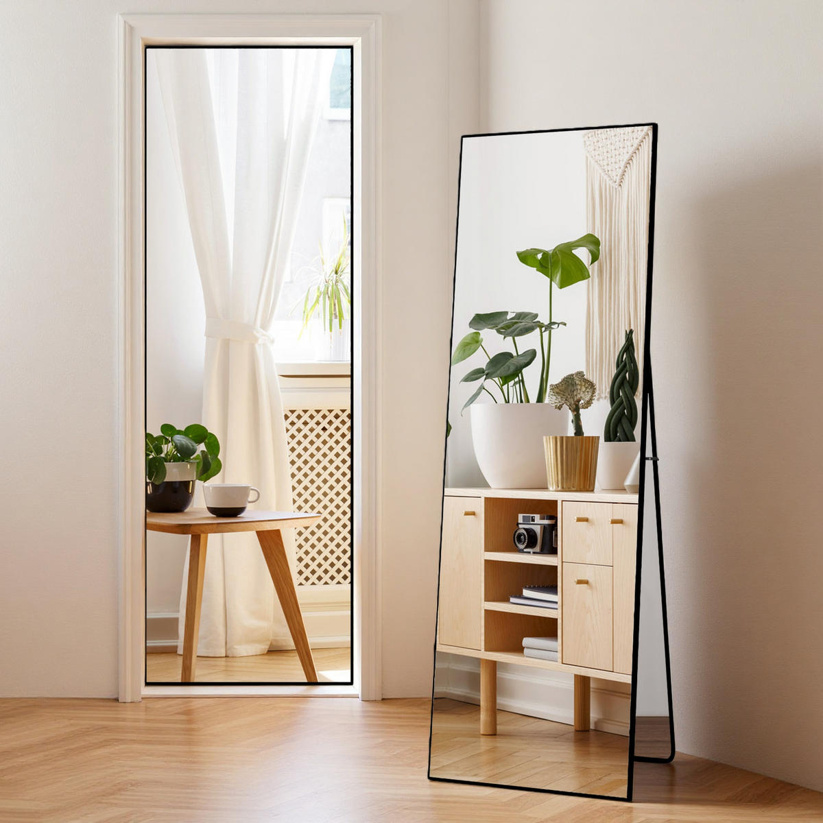 GANZKÖRPIERSPIEGEL 173x63 cm Rechteck Schwarz Freistehend Aluminium - Schwarz, Glas (2/173/63cm) - SHOPENTRA
