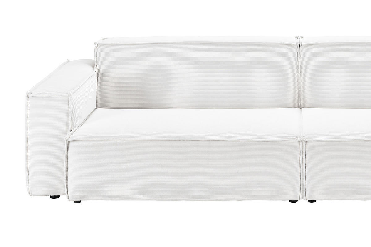 SOFA SAMU Weiß Cord - Schwarz/Weiß, Textil (236/72/106cm) - KAWOLA