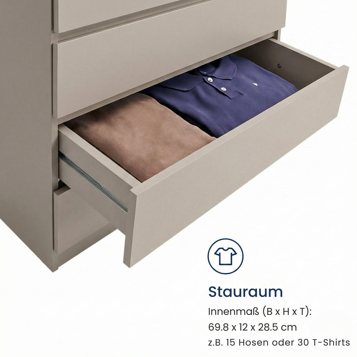 KOMMODE mit 4 Schubladen 76 cm breit in kaschmir - Kaschmir, Holzwerkstoff (76/87.3/35cm) - Home Collective