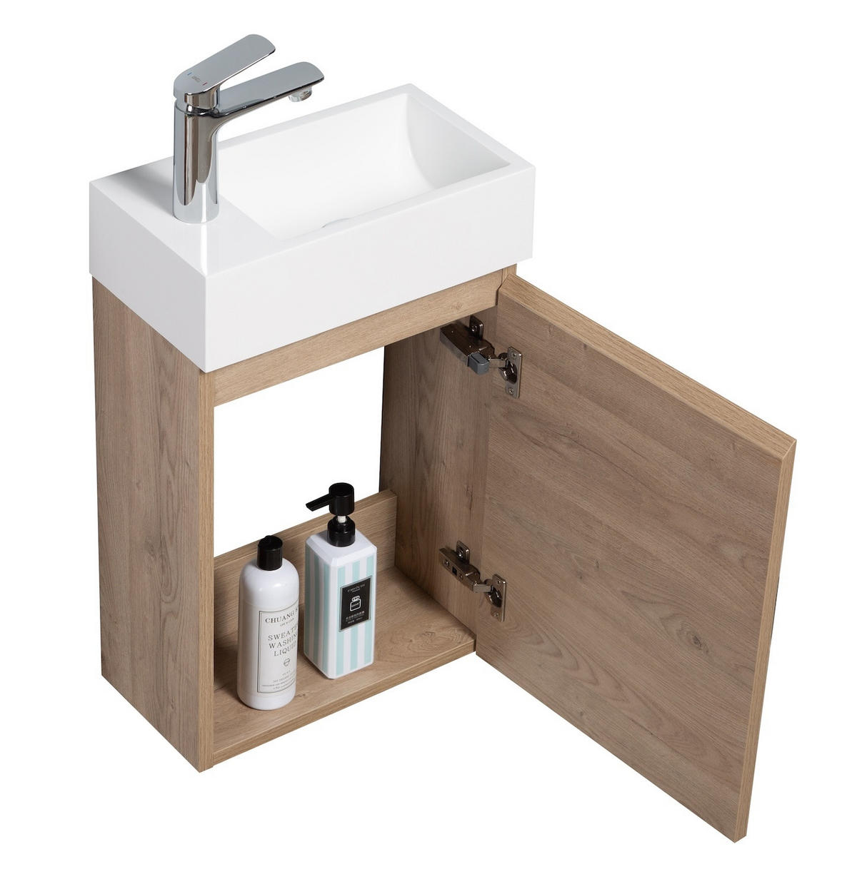 GÄSTE-WC-MÖBELSET Angela 2 Teile Kastanien Eiche - 40 x 22 x 64 cm - Kastanienfarben/Eichefarben, Holz (40/52/22cm) - Badplaats