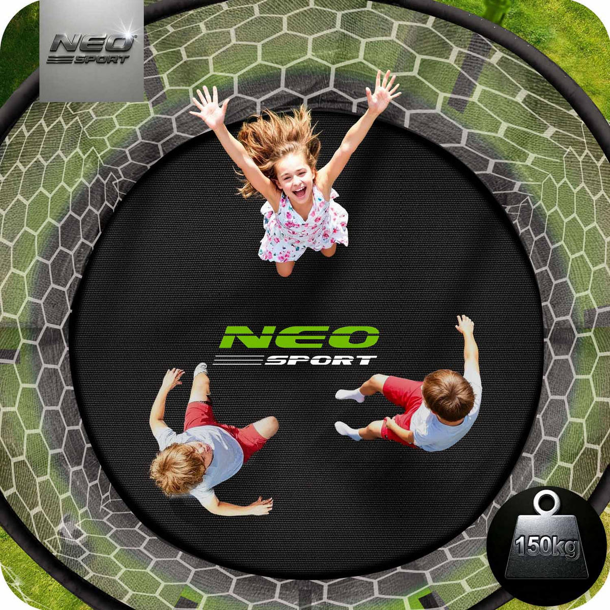 GARTENTRAMPOLIN 10 ft/312 cm mit Innengitter und Leiter - Grün, Metall (312/312cm)