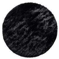 TEPPICH Hochflor Shaggy waschbar Unifarben Schlafzimmer schmutzabweisend Schwarz Rund 120D - Schwarz, Textil (120/120cm) - KADIMA DESIGN