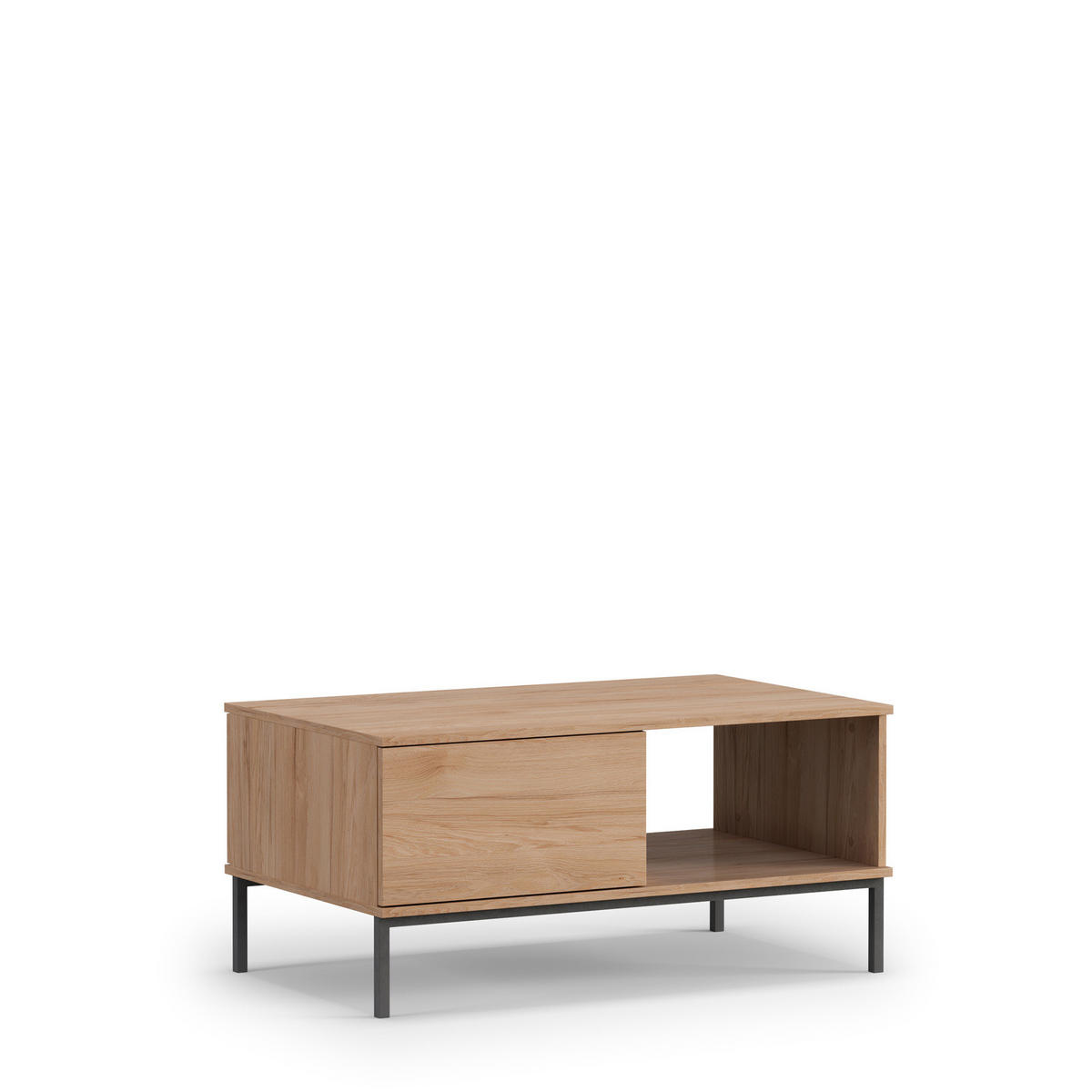 COUCHTISCH Dallas 100x60 cm Hikora - Eichefarben/Schwarz, Holzwerkstoff/Metall (60/100/47cm) - Ravio