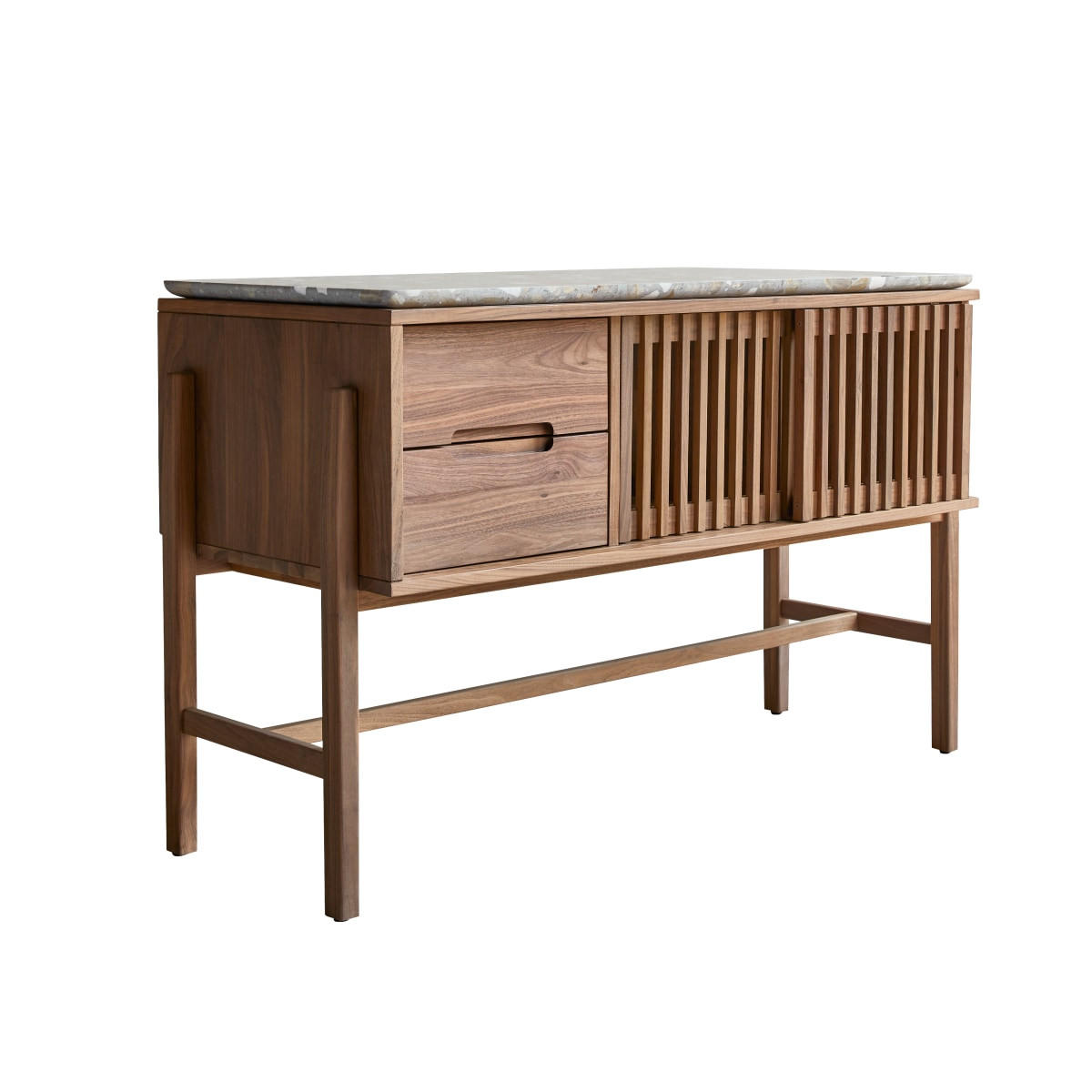 BADEZIMMERMÖBEL Isaure Grau aus Walnuss - Grau, Holz (126/80/55cm) - Tikamoon