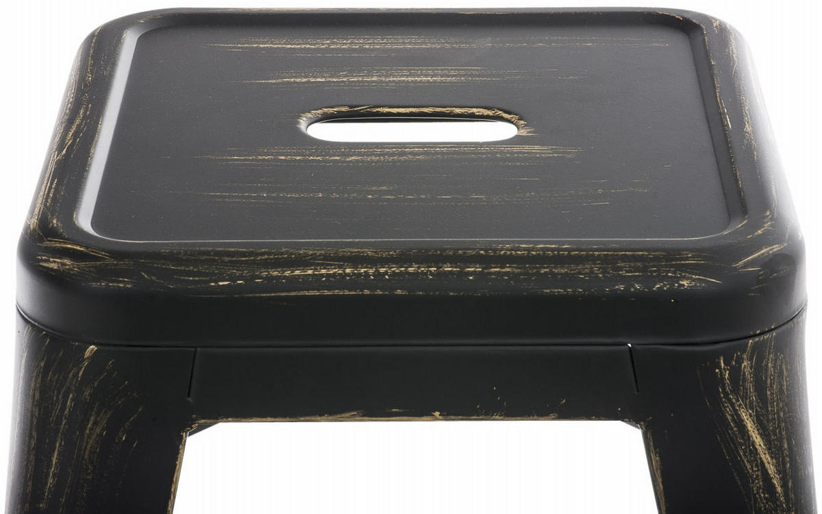 SITZHOCKER 4er Set Arvida schwarz-gold - Schwarz, Metall (40/46/40cm) - TPFLiving