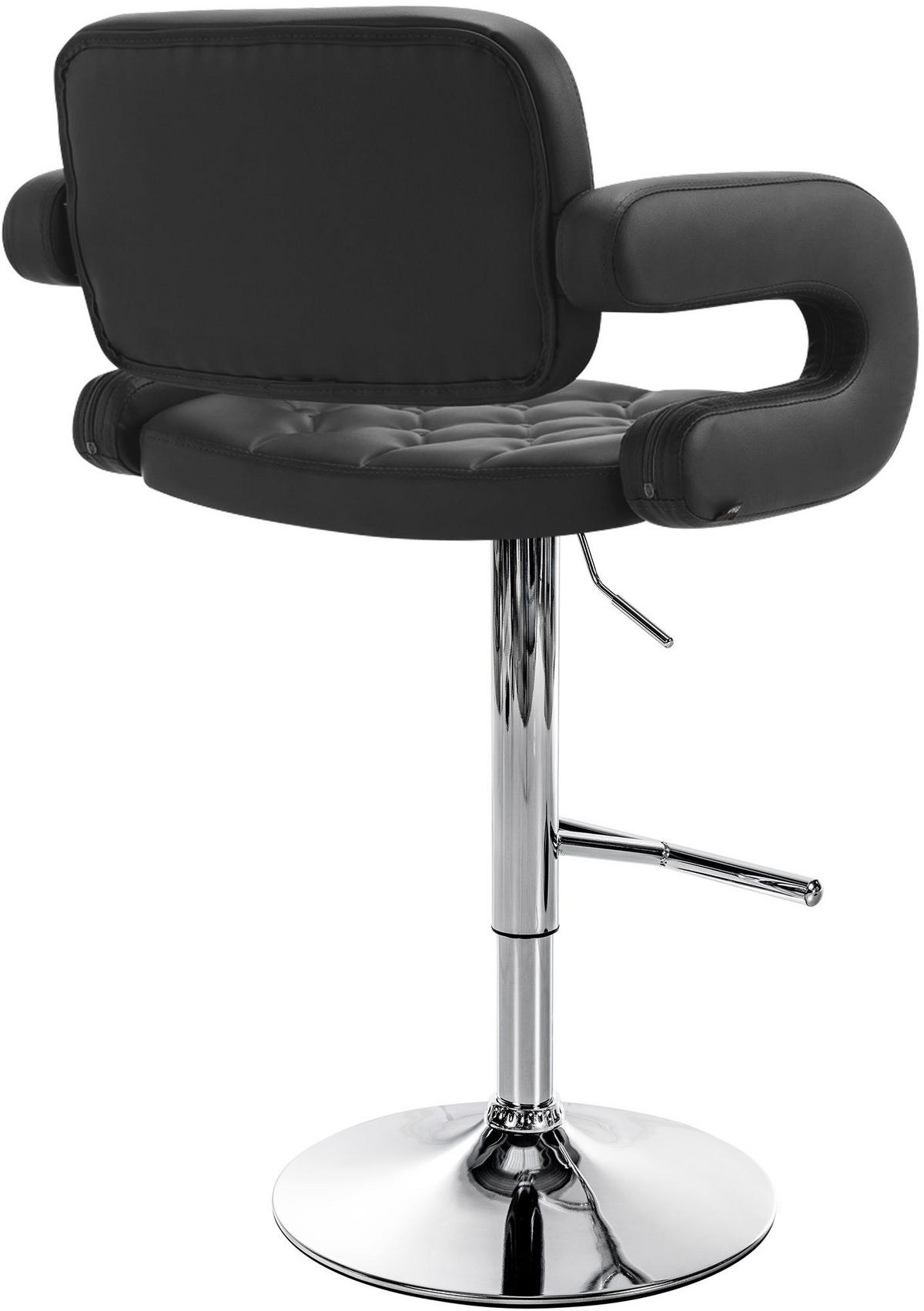 BARHOCKER Lederlook schwarz - Chromfarben/Schwarz, Textil/Metall (62/103/55cm) - CLP