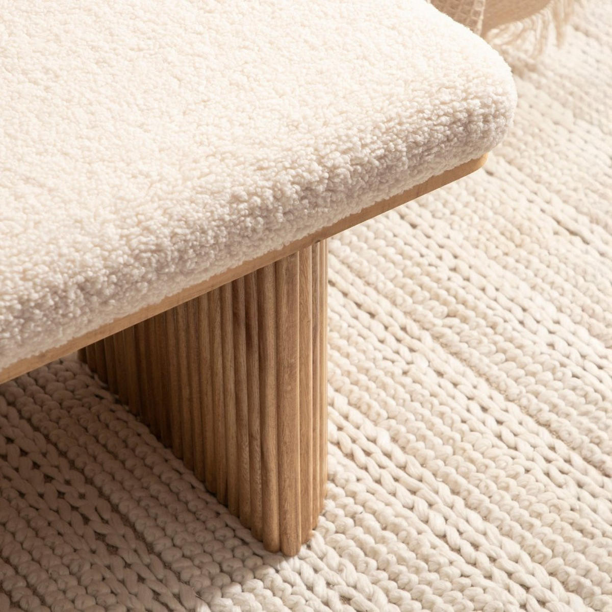 BANK Bruna Weiß 100 cm x 45 cm - Weiß, Textil (100/45/35cm) - Klast Home