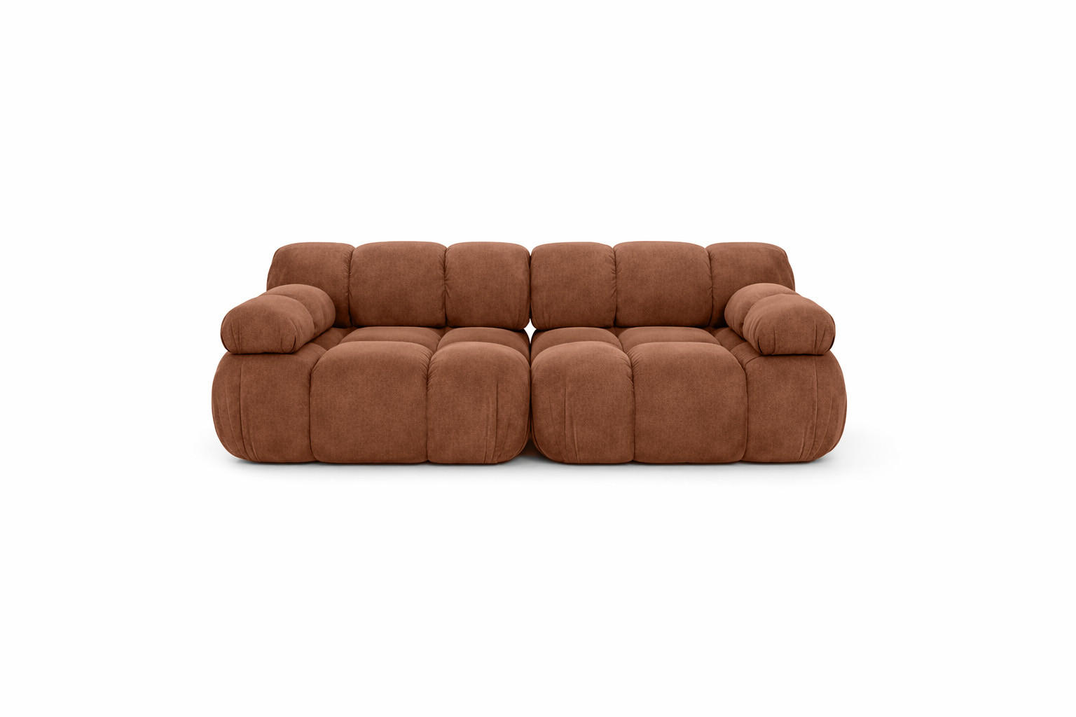 COUCH, 2-Sitzer Modular, Veloursstoff Salvador, Dunkelbraun, Selia - Dunkelbraun, Holz (190/70/95cm) - Kaiser Möbel