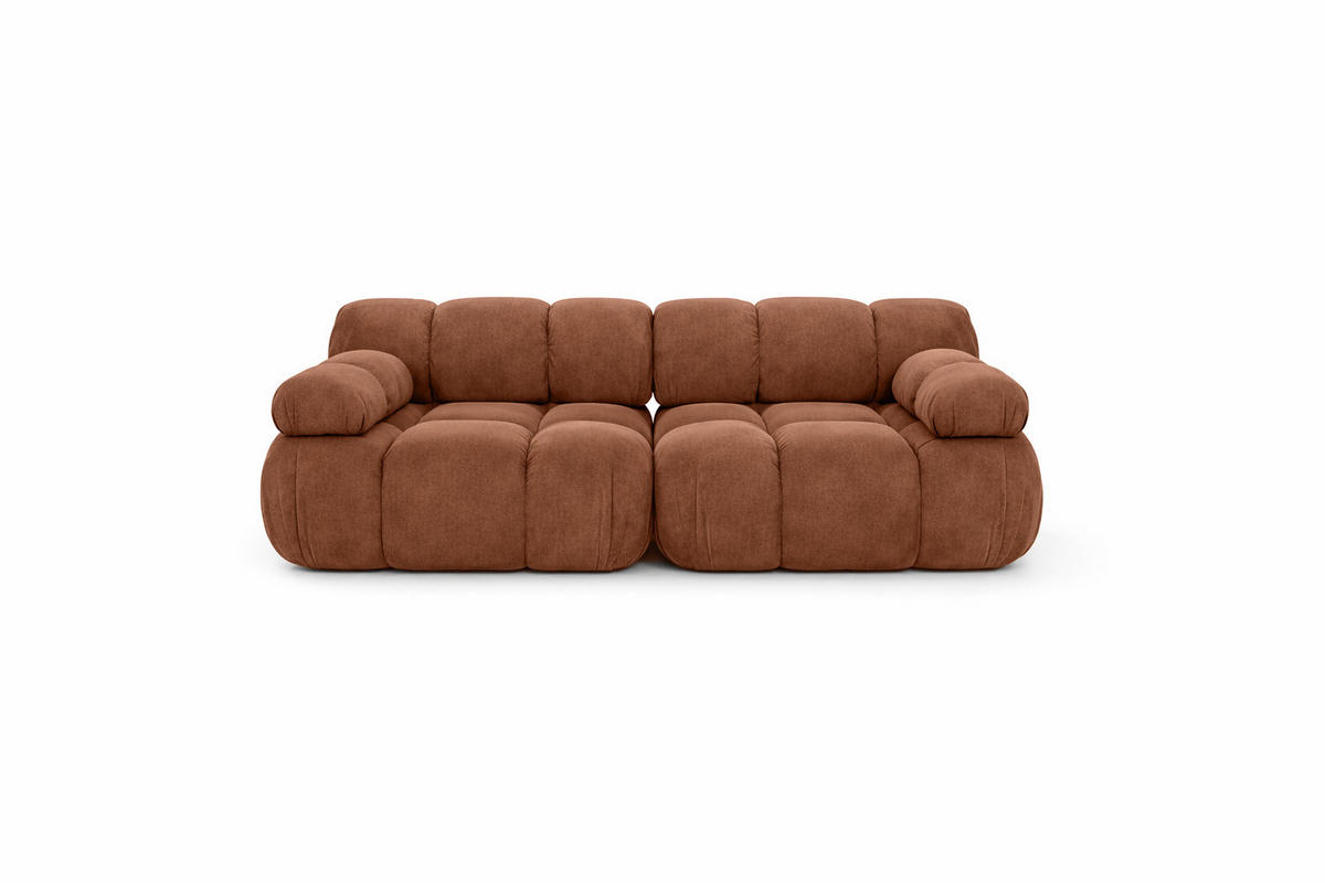 COUCH, 2-Sitzer Modular, Veloursstoff Salvador, Dunkelbraun, Selia - Dunkelbraun, Holz (190/70/95cm) - Kaiser Möbel