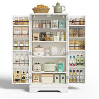 BUFFET Moderner Hochschrank MDF 3D-Wellen Türen LED Sensorlicht Metallgriffe 120/60/40 cm - Weiß, Holzwerkstoff (120/40/60cm) - EVRYAE