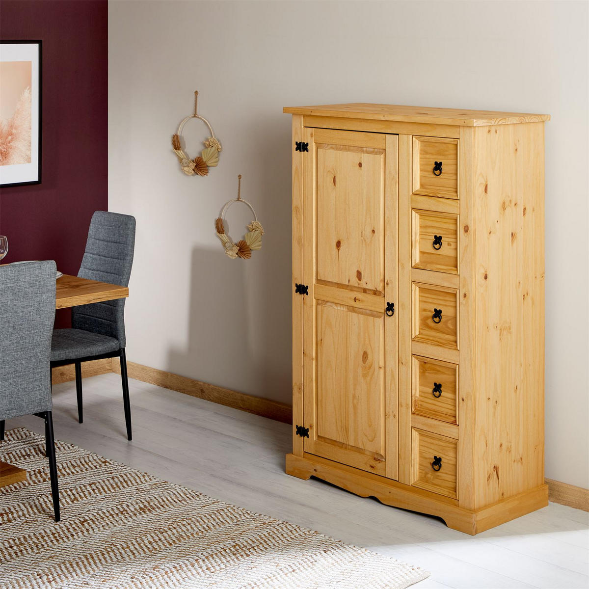 KOMMODE TEQUILA - Kieferfarben, Holz (95/150/45cm) - IDIMEX