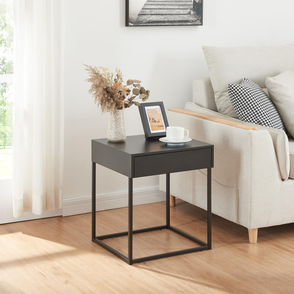 BEISTELLTISCH Rautjärvi - Schwarz, Metall (41/43/50cm) - [en.casa]