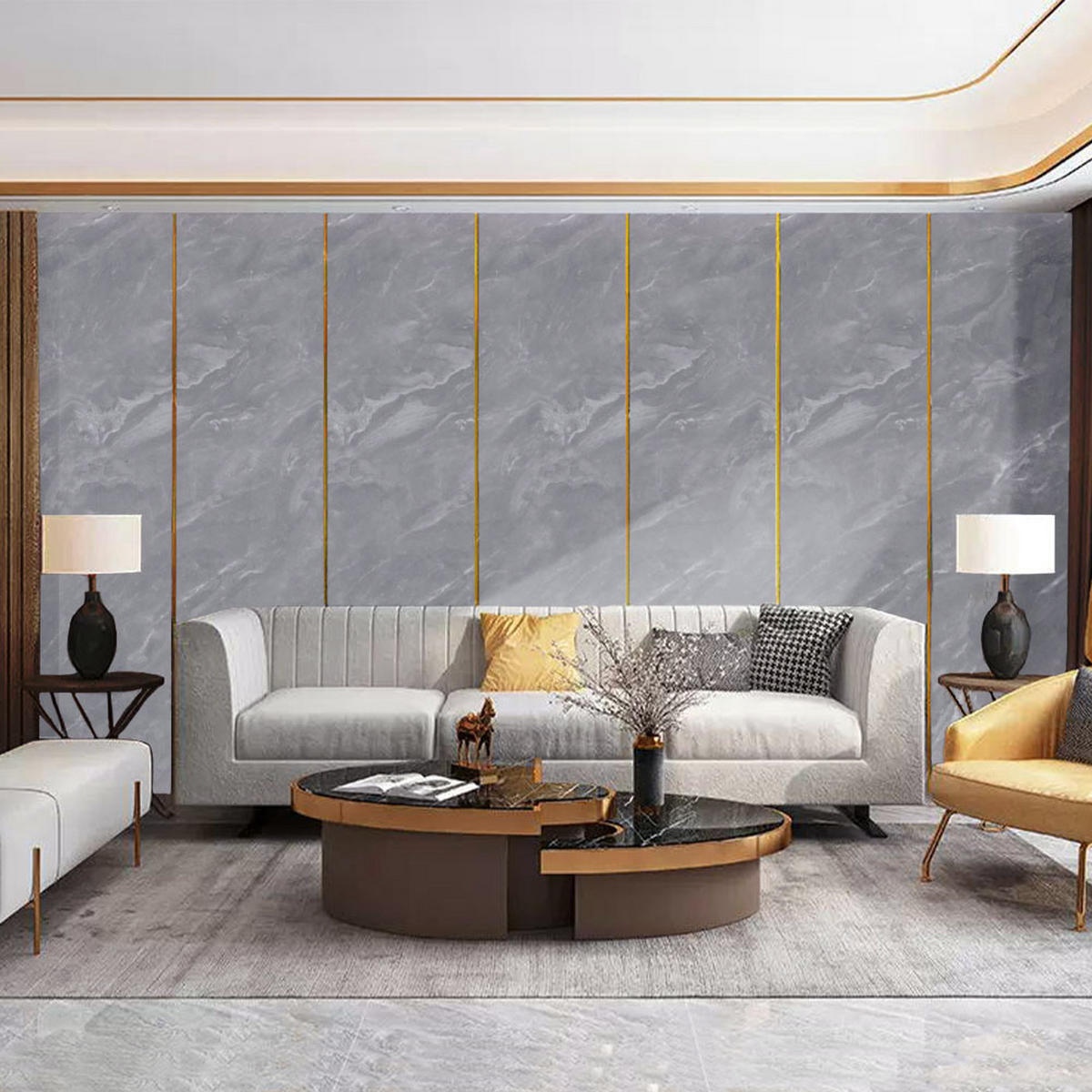 WANDPANEELE 1.8m²/10-TLG. Wasserdicht Selbstklebend Marmormuster Grau - Grau, Kunststoff (30/60/0.2cm) - Livingandhome