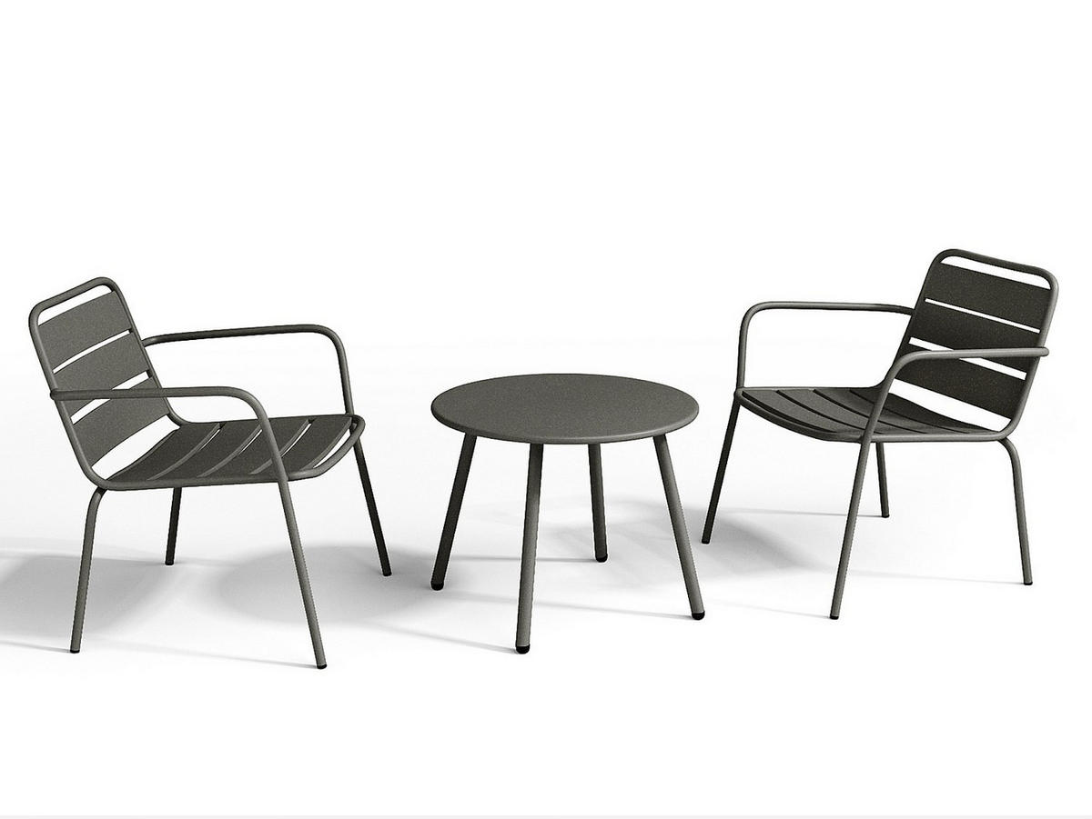 GARTENSITZGRUPPE im Set - 2 -Sitzer - Stahl - anthrazitgrau - MIRMANDE - Anthrazit, Metall - Vente-Unique