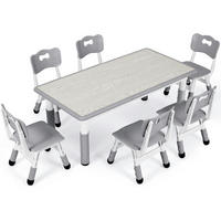 KINDERTISCH- und Stuhl-Set 7-teilig höhenverstellbar Grau - Grau, Kunststoff (60/60/120cm)