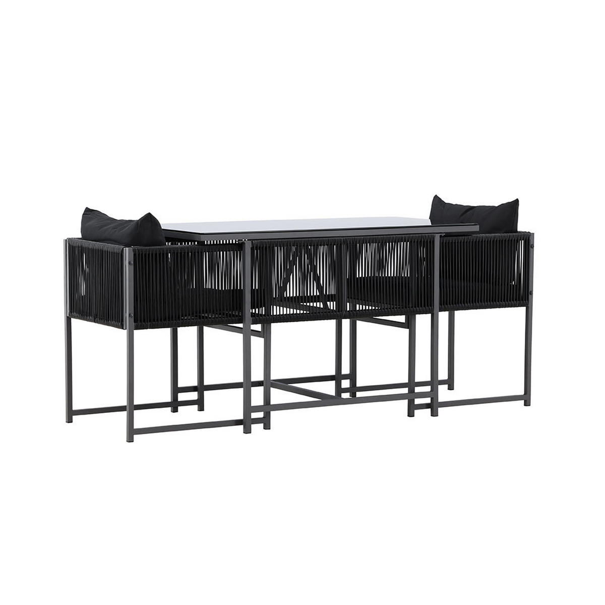 GARTENSET, Noto, Tisch Schwarz, Stahl, 61 x 120 x 73 cm, 3-teilig - Schwarz, Metall - ebuy24