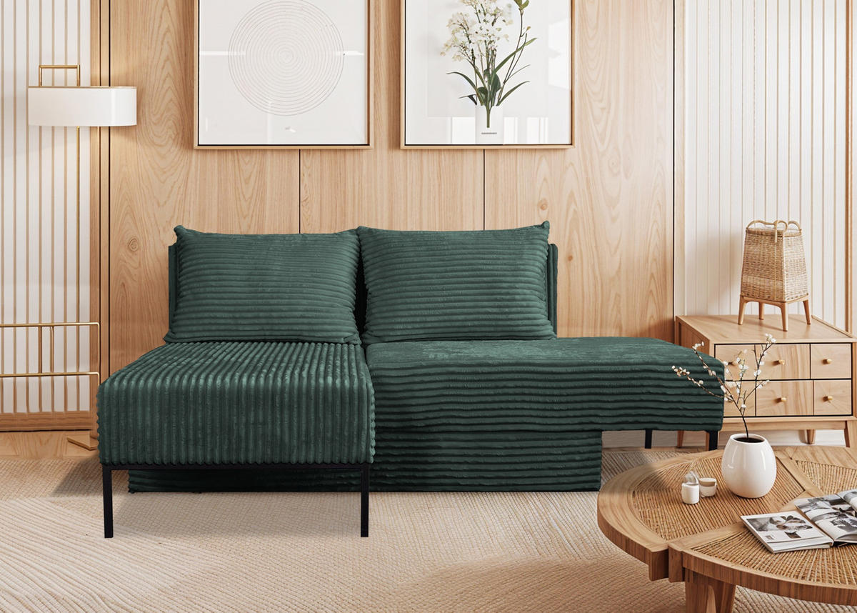 ECKSOFA Mit Schlaffunktion MOOKA 4in1-Multifunktions-System Stoff Velo Links Grun - Grün, Holz/Textil (145/160cm) - Kaiser Möbel