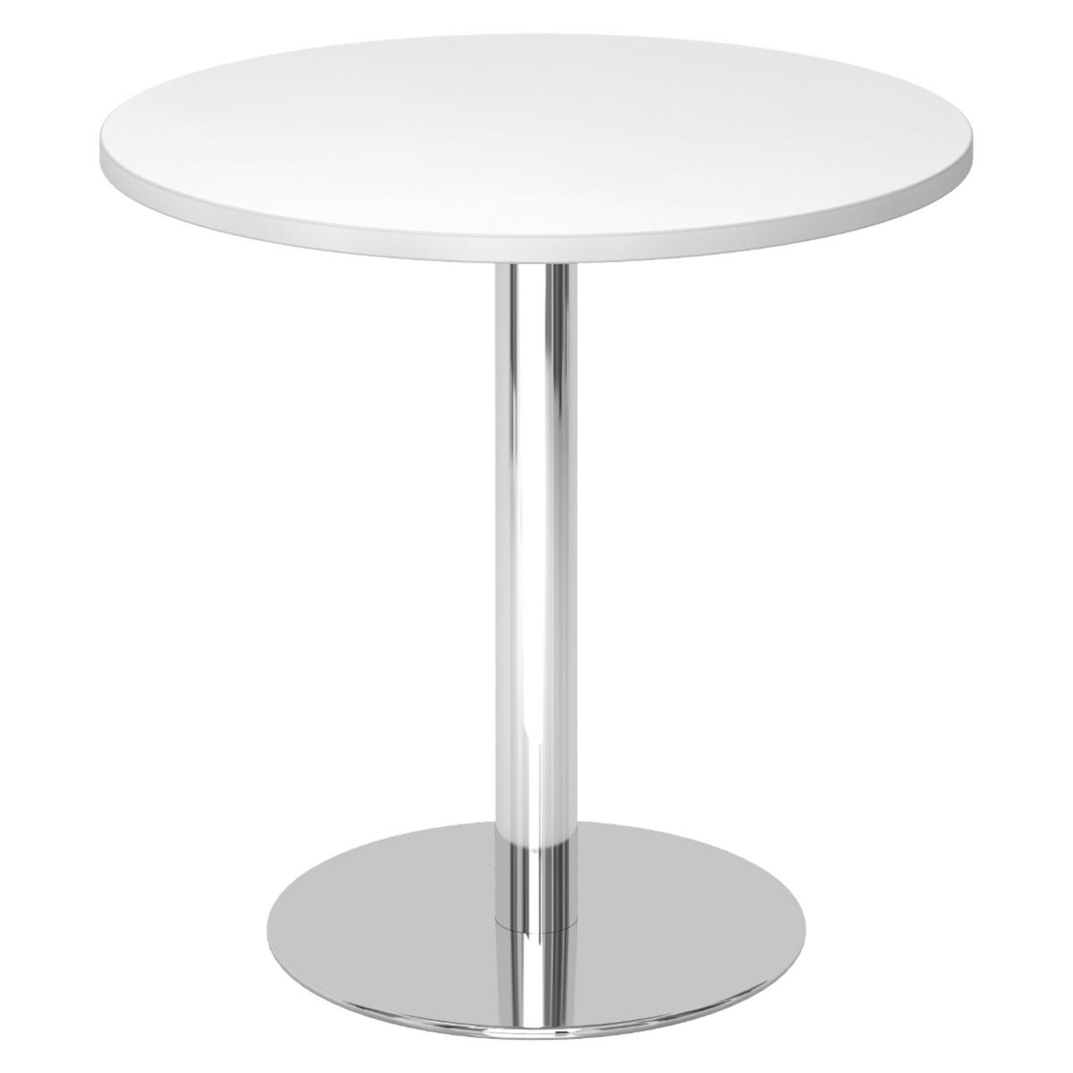 PAUSENTISCH klein STF 80/80/74,5 cm in Weiß/Chrom - Chromfarben/Weiß, Holzwerkstoff (80/80/74.5cm) - bümö