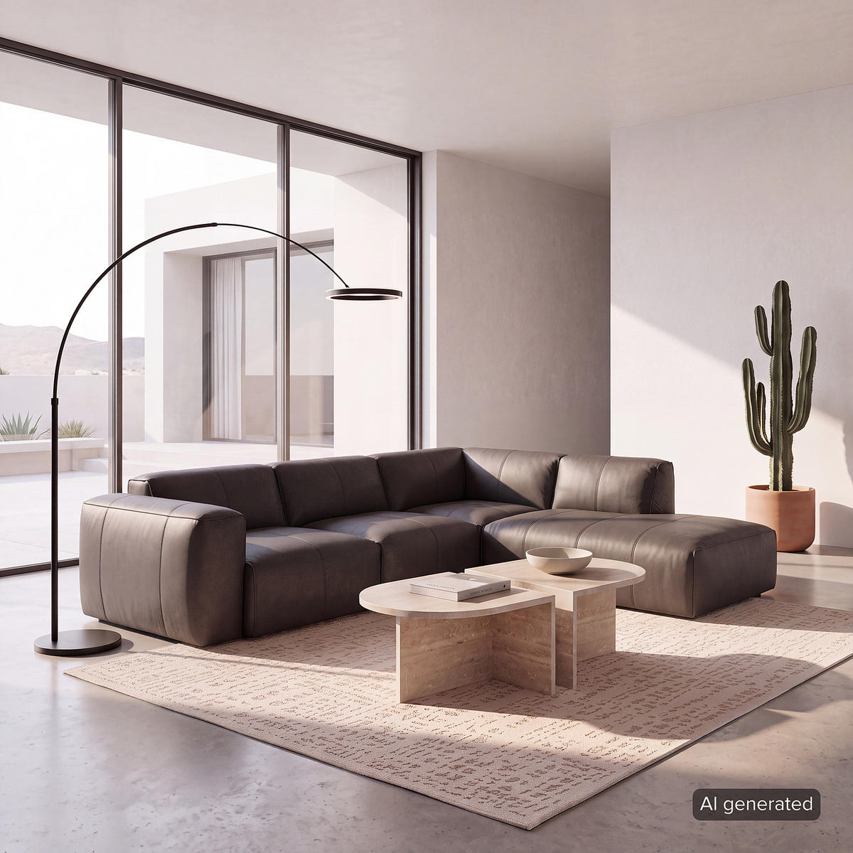 3-SITZER ECKSOFA mit Recamiere - Schwarz/Grau, Leder/Kunststoff (295/231cm) - home24