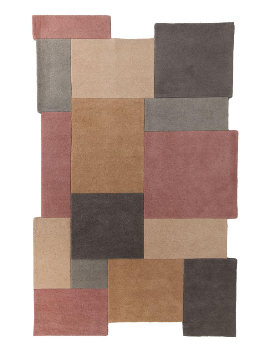 WOLLTEPPICH Geometrisch-Design, handgetuftet THAMES EVA, Grau-Rosa 120x180 cm - Grau, Textil (120/180cm) - KADIMA DESIGN